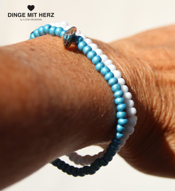 Armband weiß kleine Perlen – Bild 2