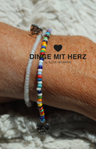 DINGE-MIT-HERZ Armband Mini weiß frosted iced matt und bunt DUO
