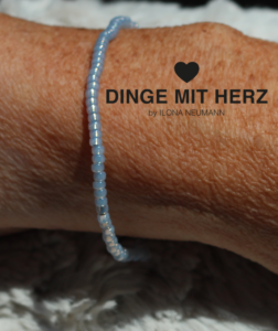 Dinge mit Herz Armband hellblau grau gold schimmernd
