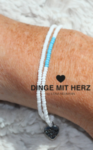 DINGE MIT HERZ Armband weiß weiß türkis DUO MICRO