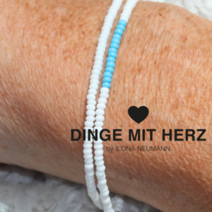 DINGE MIT HERZ Armband weiß weiß türkis DUO MICRO