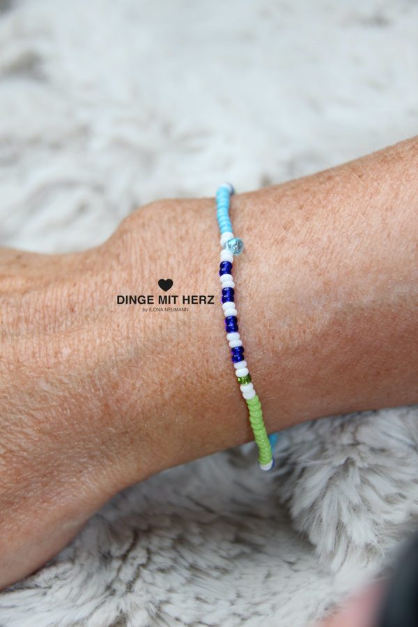 DINGE MIT HERZ Armband MINI Muster türkis blau weiß hellgrün