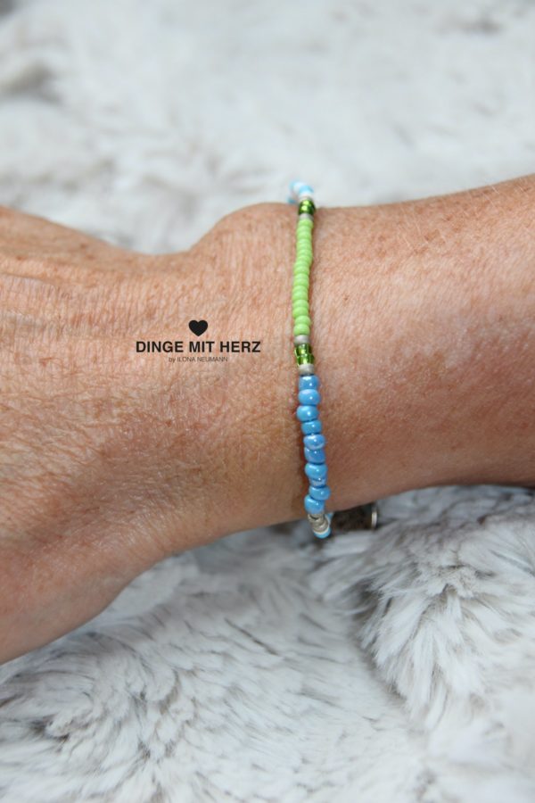 DINGE MIT HERZ Armband MINI Muster türkis hellgrün weiß