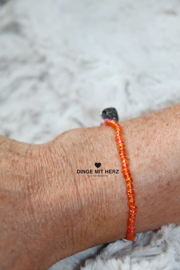 DINGE MIT HERZ Armband MINI orange schimmernd