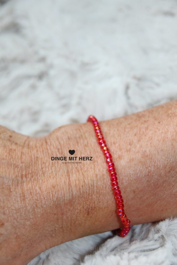 DINGE MIT HERZ Armband MINI rot-orange schimmernd