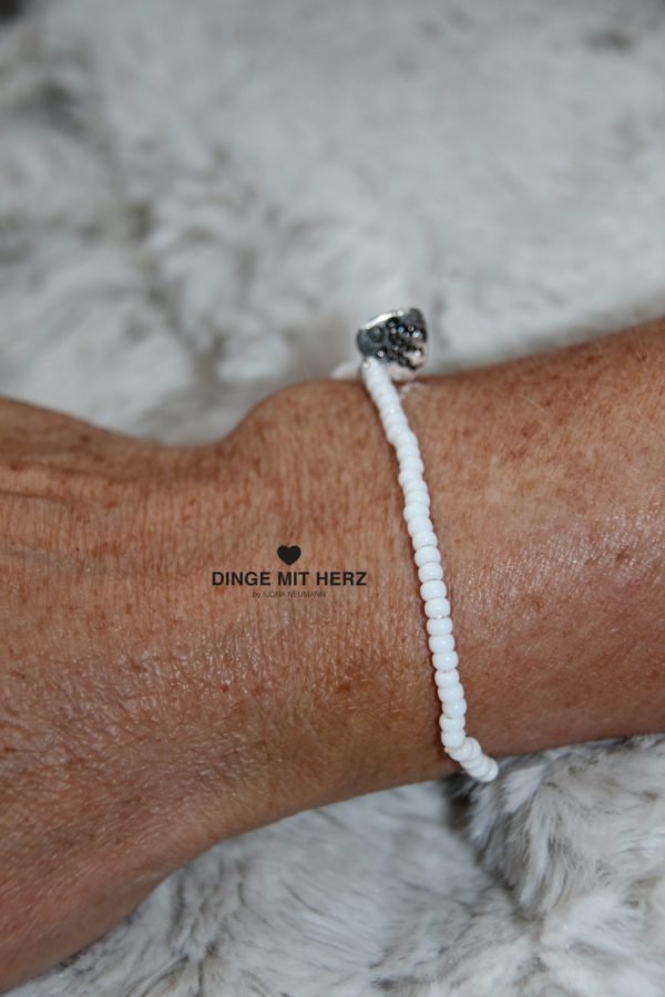 DINGE MIT HERZ Armband MINI weiß schimmernd