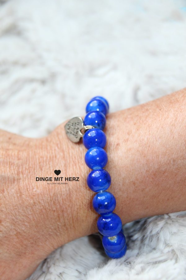 DINGE MIT HERZ Armband Sommer Sale blau groß meliert