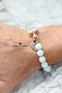 DINGE MIT HERZ Armband Sommer Sale weiß Ankerverschluß roségold groß
