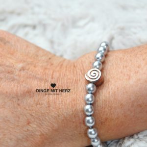 DINGE MIT HERZ Armband Sommer Sale silber hellgrau mittel Silberelement