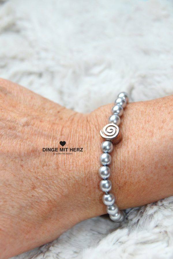 DINGE MIT HERZ Armband Sommer Sale silber hellgrau mittel Silberelement