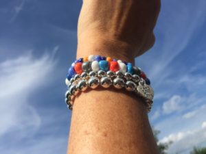 silber, bunt, Armbänder, Miniperlen