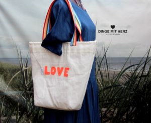 Tasche Shopper LOVE Dinge mit Herz Segel