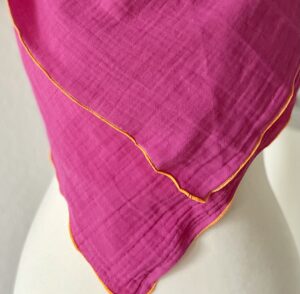 Musselin Pink, Musselin - Tücher - Schals mit neon Saum